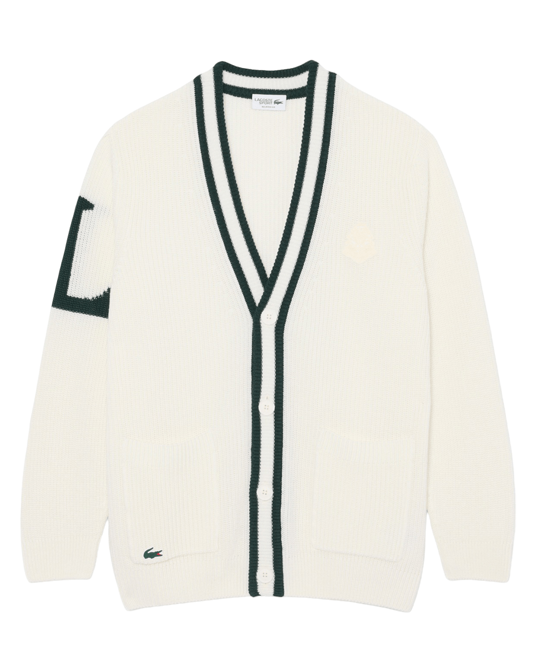 Lacoste Off-White and Green Sweater