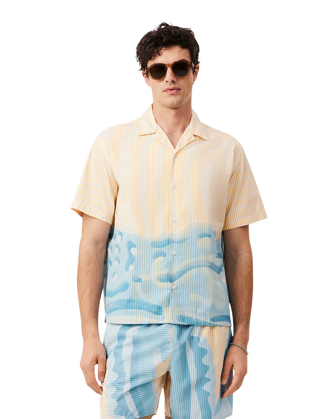 Lacoste Men'S Ss Graphic Hawaiian Shirt Multicoloured Shirt