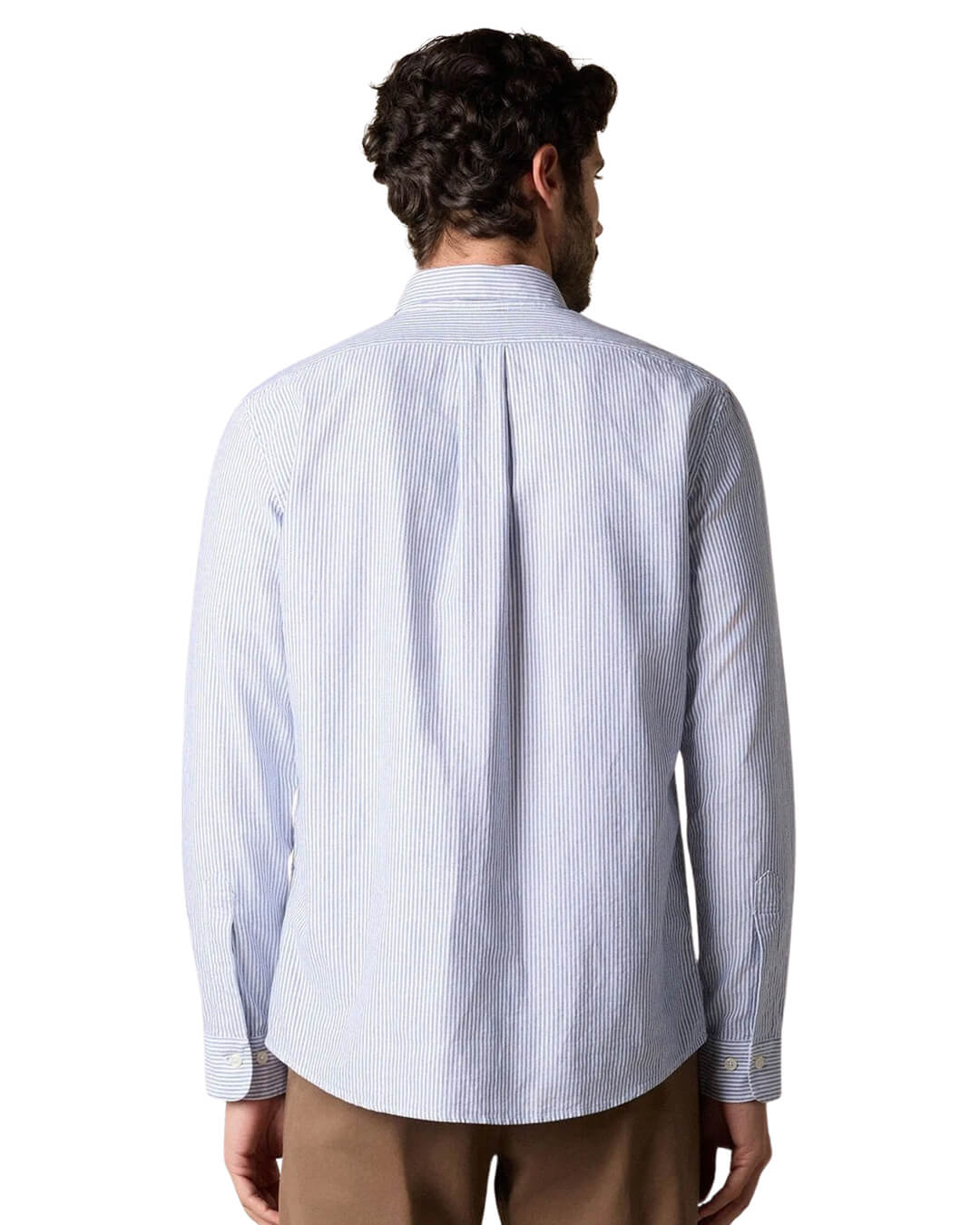 Brooks Brothers Navy Striped Oxford Logoed Shirt Cotton
