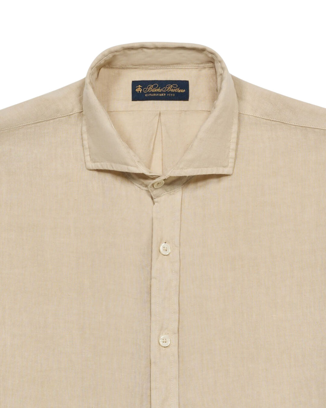 Brooks Brothers Beige Spread Collar Shirt Plain Linen