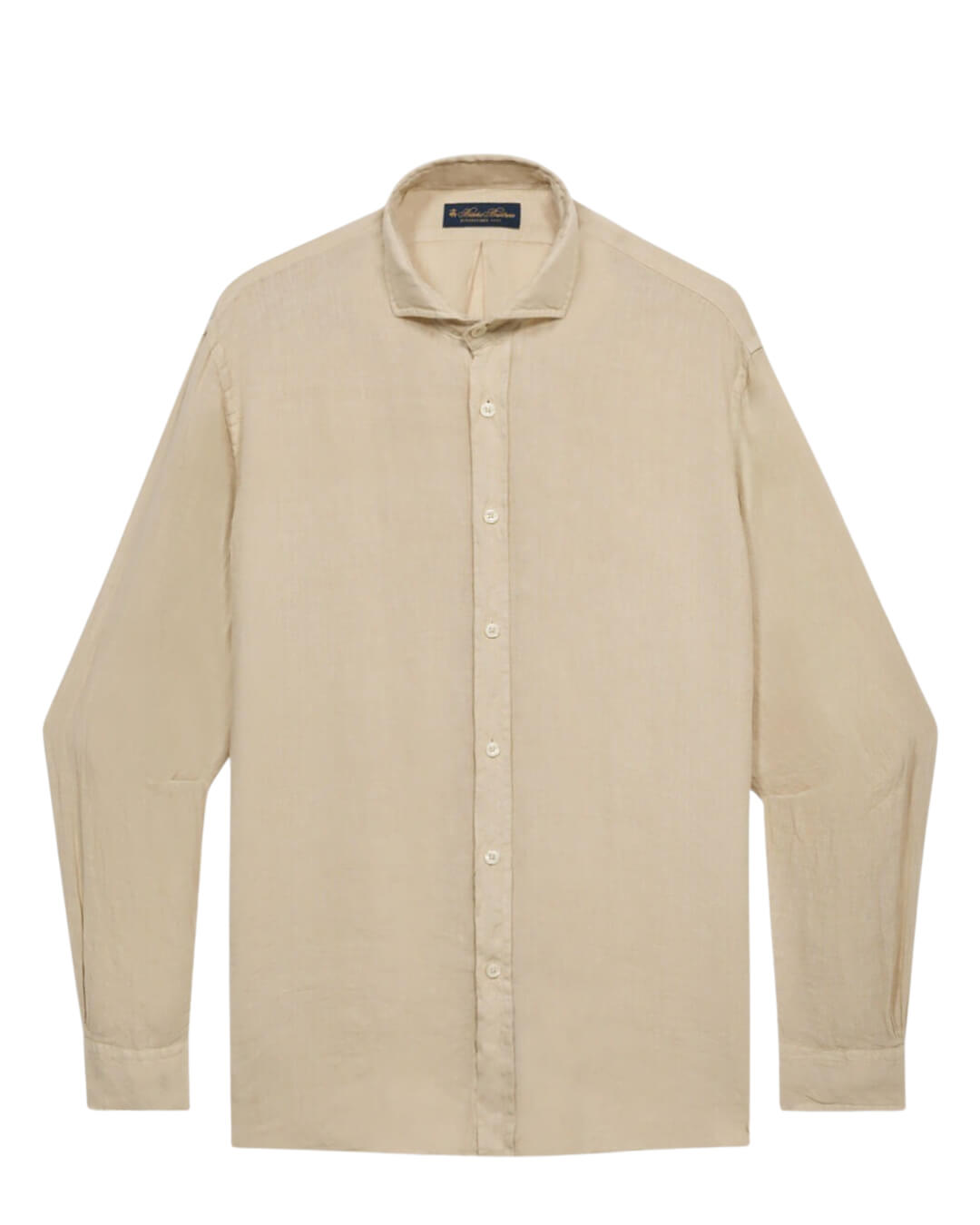 Brooks Brothers Beige Spread Collar Shirt Plain Linen