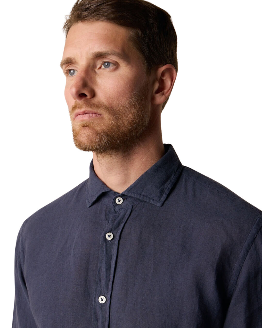 Brooks Brothers Navy Spread Collar Shirt Plain Linen