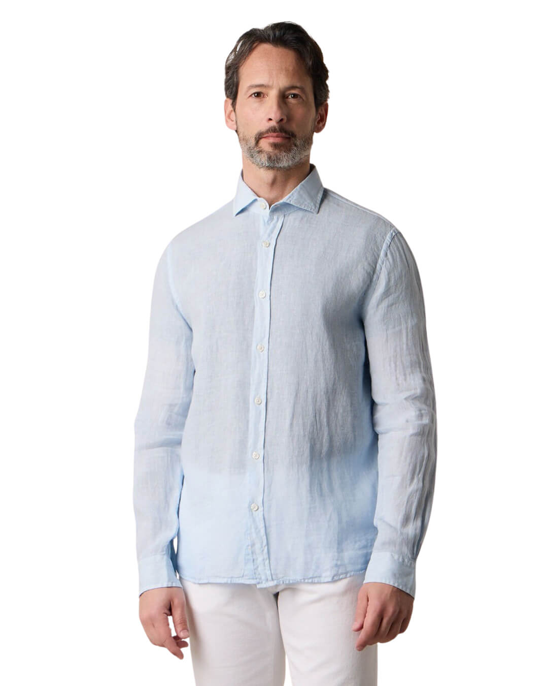 Brooks Brothers Sky Spread Collar Shirt Plain Linen