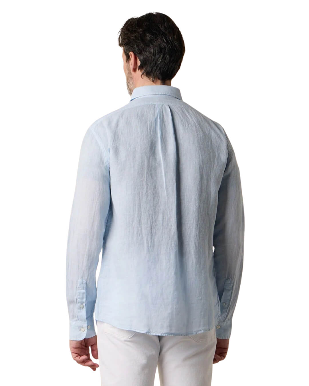 Brooks Brothers Sky Spread Collar Shirt Plain Linen