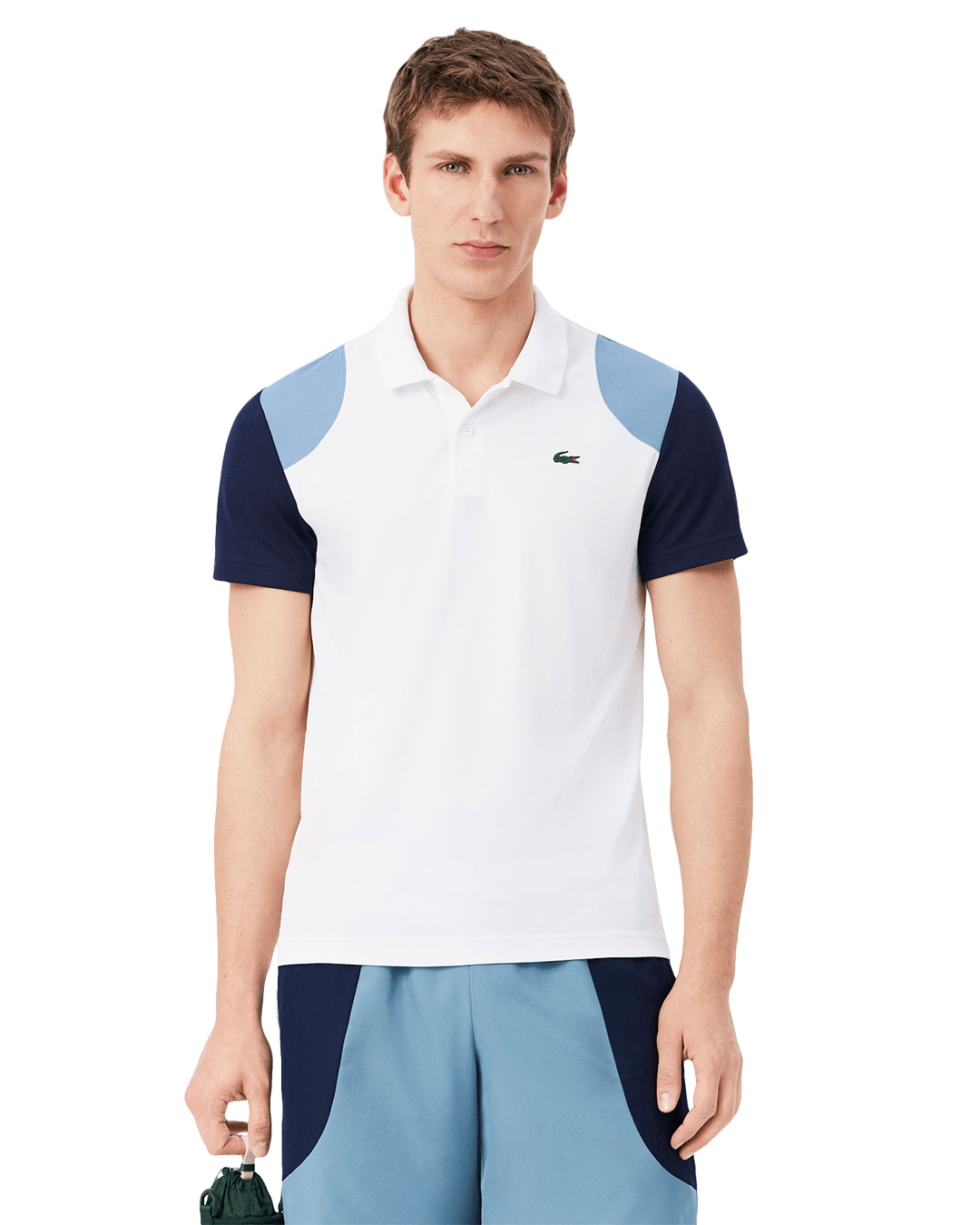 Lacoste White, Blue and Navy Polo Shirt