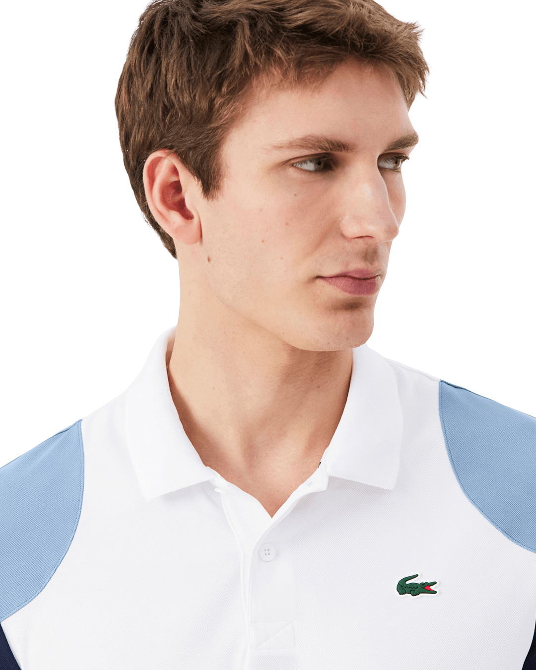 Lacoste White, Blue and Navy Polo Shirt
