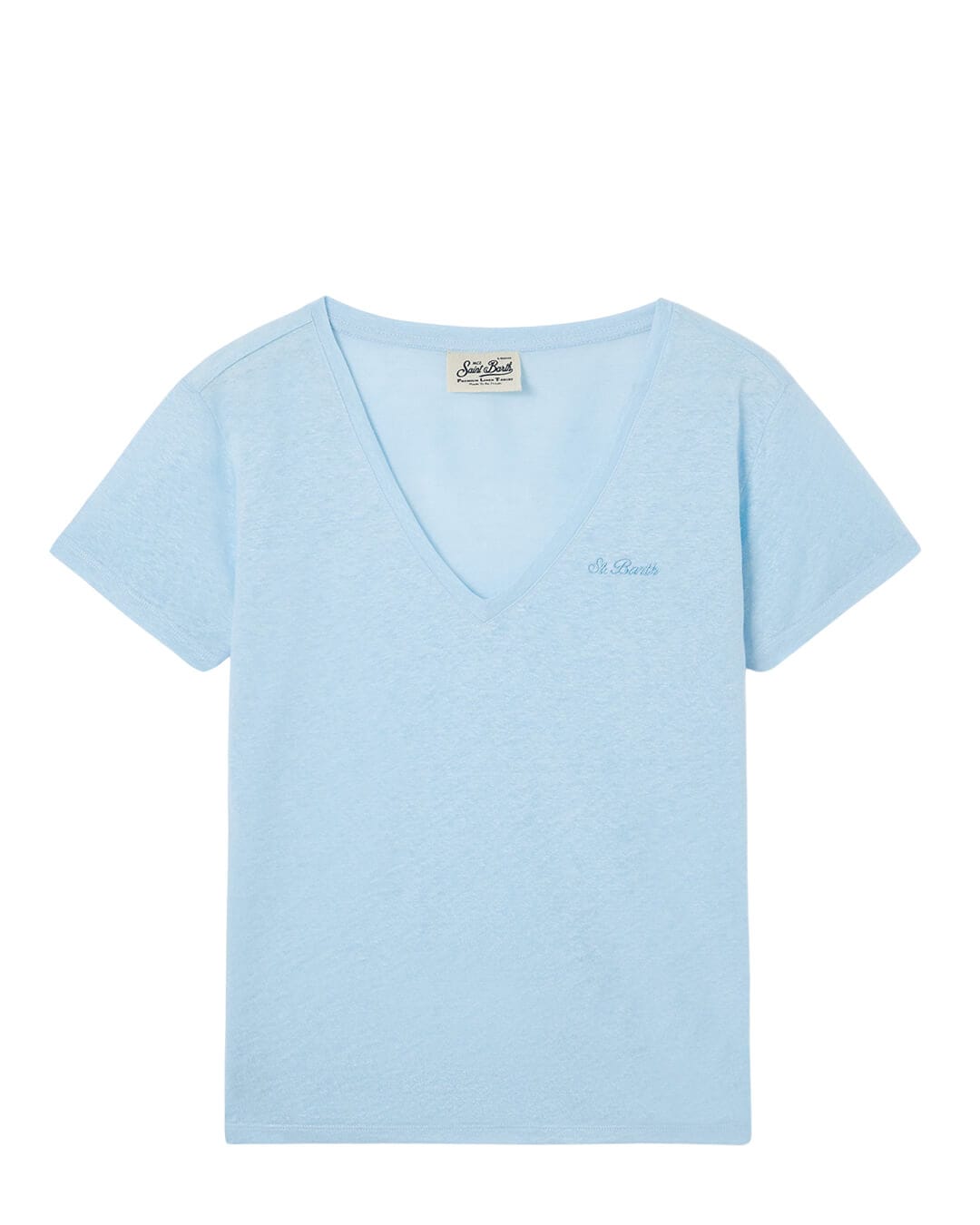 MC2 Saint Barth T-Shirts MC2  Eloise Woman V-neck Linen T-shirt Sb 31 Emb 08679l