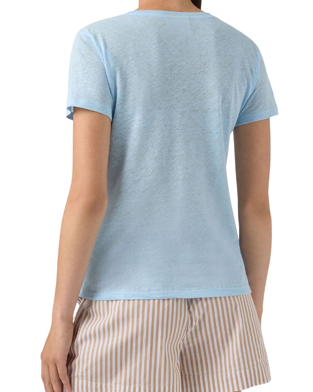 MC2 Saint Barth T-Shirts MC2  Eloise Woman V-neck Linen T-shirt Sb 31 Emb 08679l