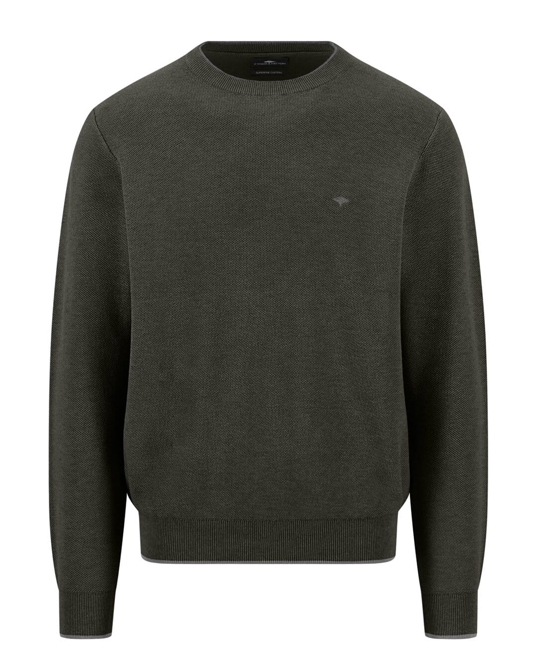 Fynch-Hatton Jumpers Fynch-Hatton Dark Green Structure Crew Neck Jumper