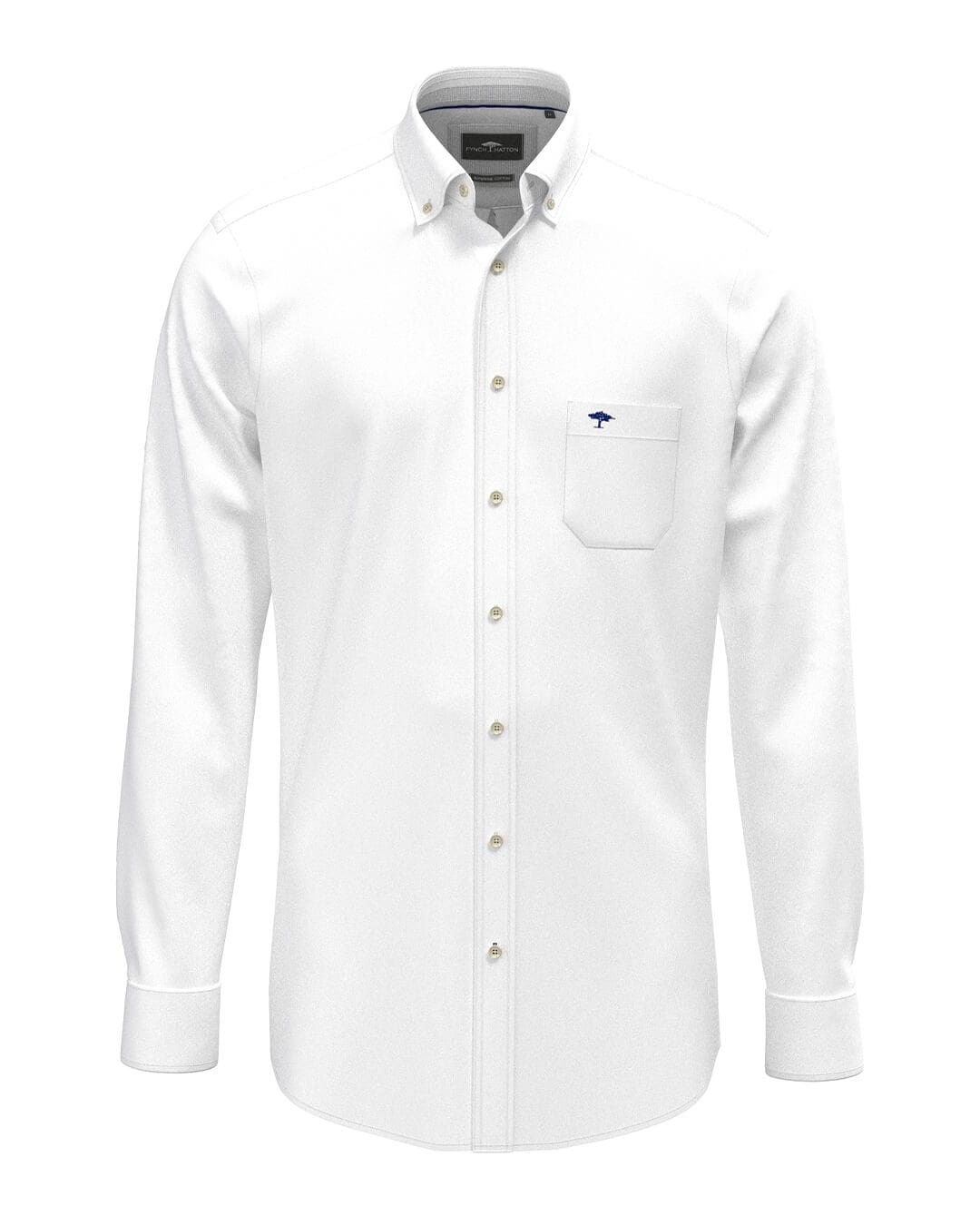 Fynch-Hatton Shirts Fynch-Hatton White Cover Button-Down Long Sleeve Shirt