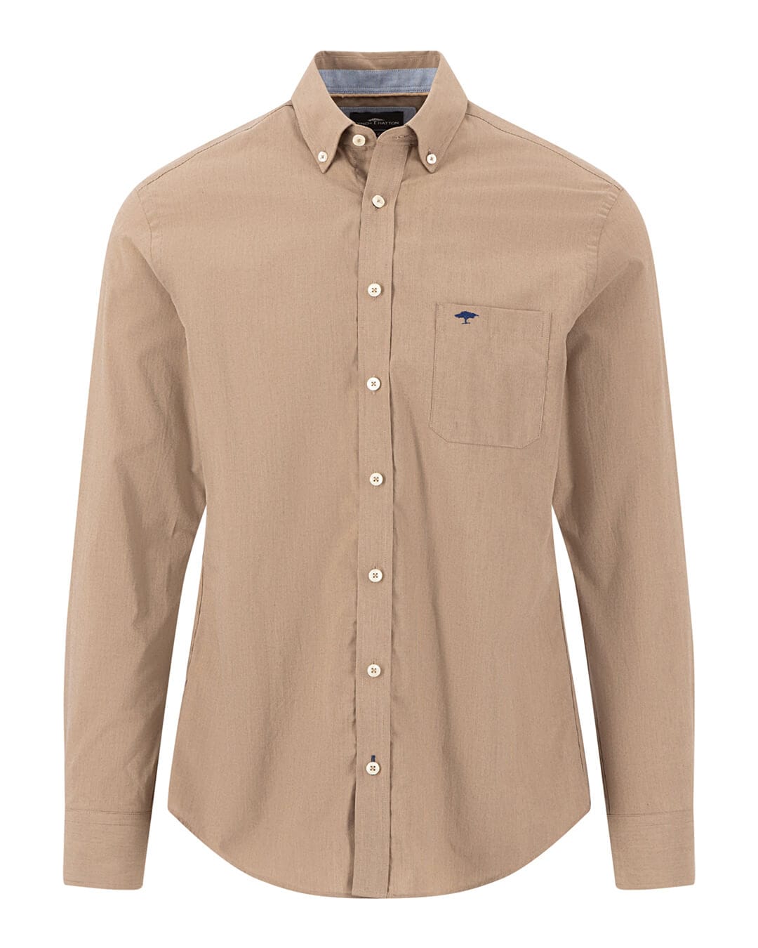 Fynch-Hatton Taupe Fine Stripe Poplin Button-Down Long Sleeve Shirt