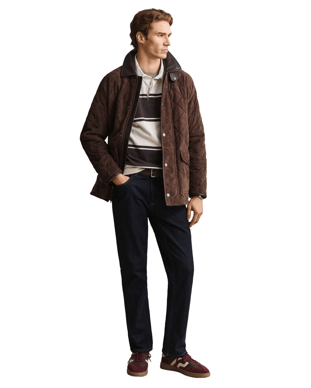 Gant Brown Gant Striped Rugger G221 Charred Wood Brown