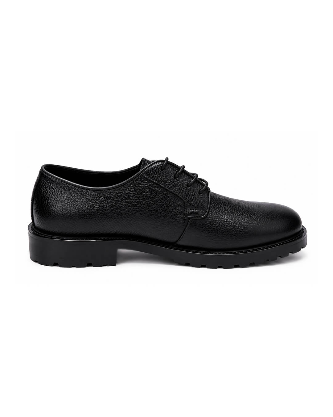 Gagliardi Black Shoes Derby Cleated Sole Grain Leather