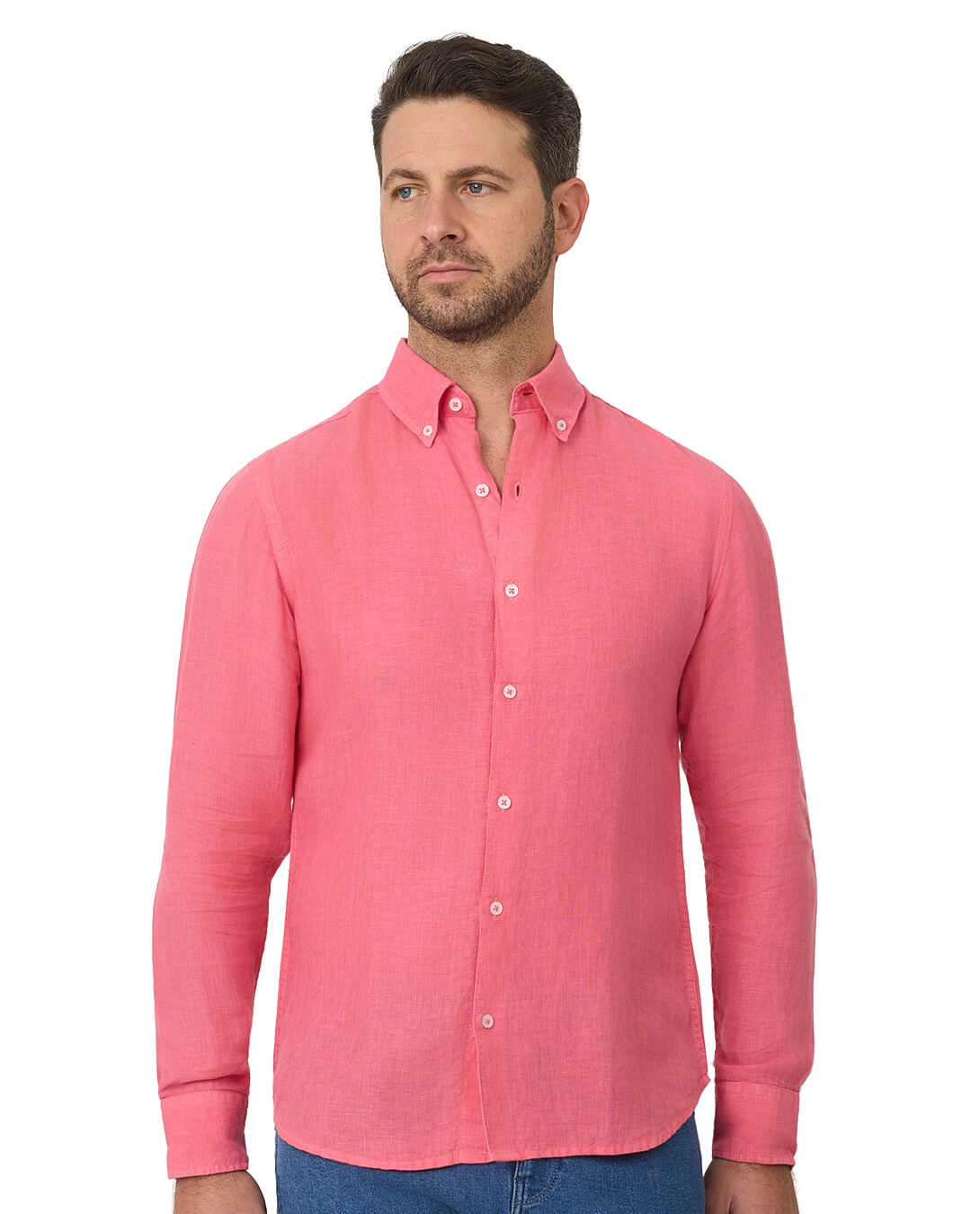 Gagliardi Raspberry Shirt Linen Button Down