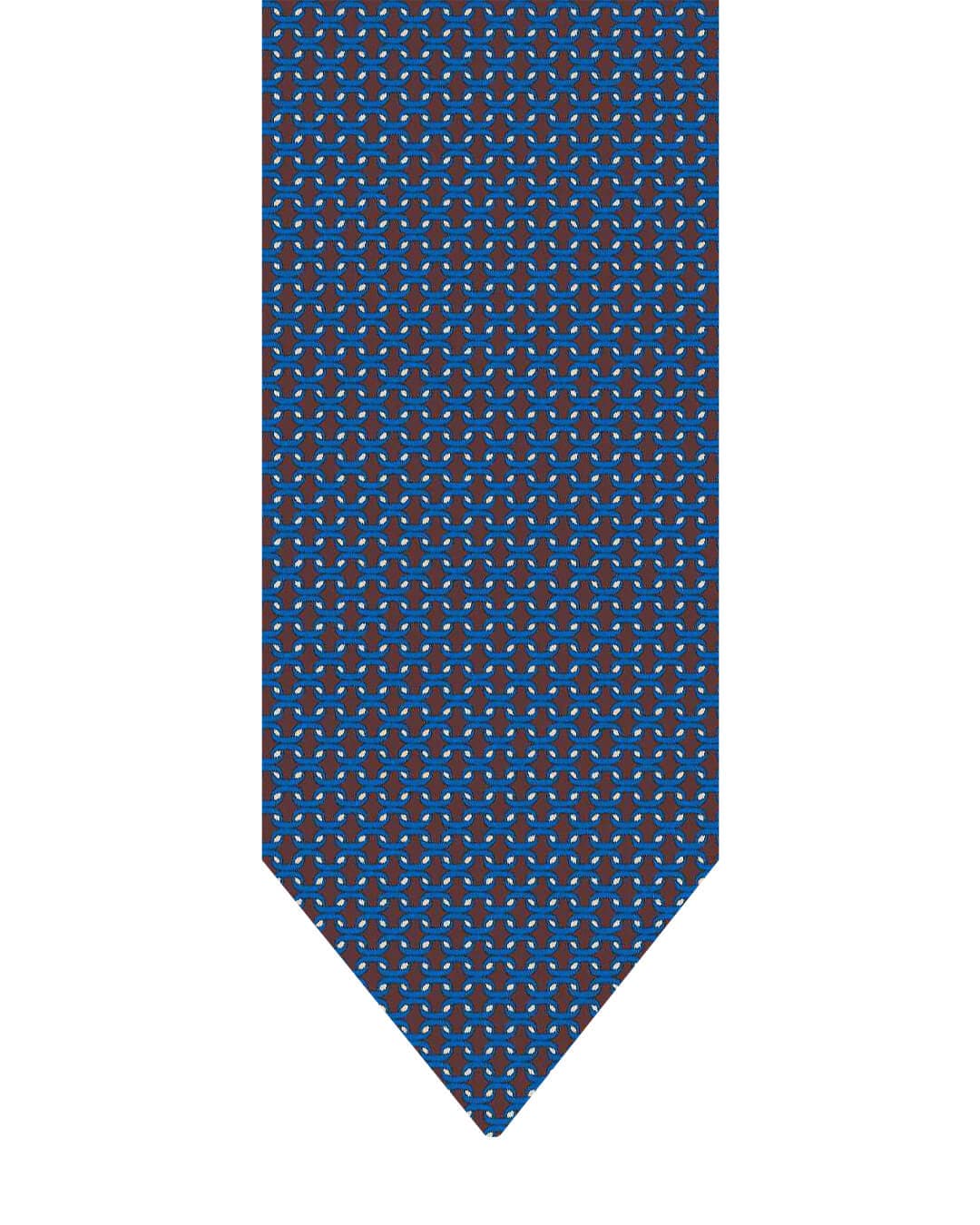 Gagliardi Blue Printed Lattice Italian Silk Tie