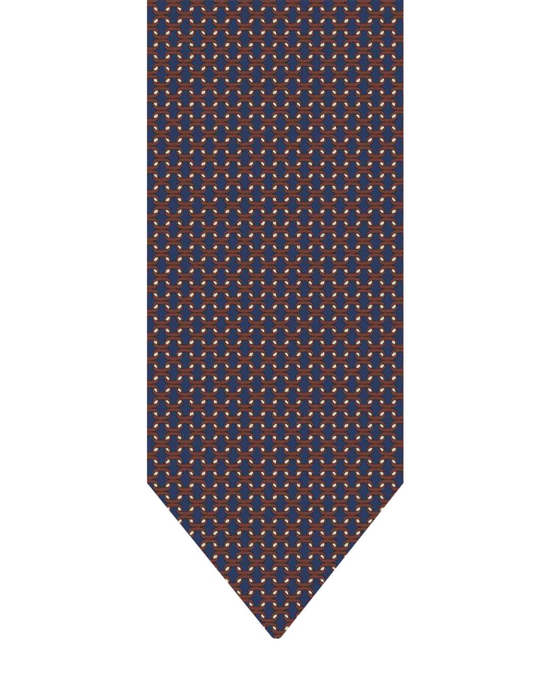 Gagliardi Navy Lattice Printed Italian Silk Tie