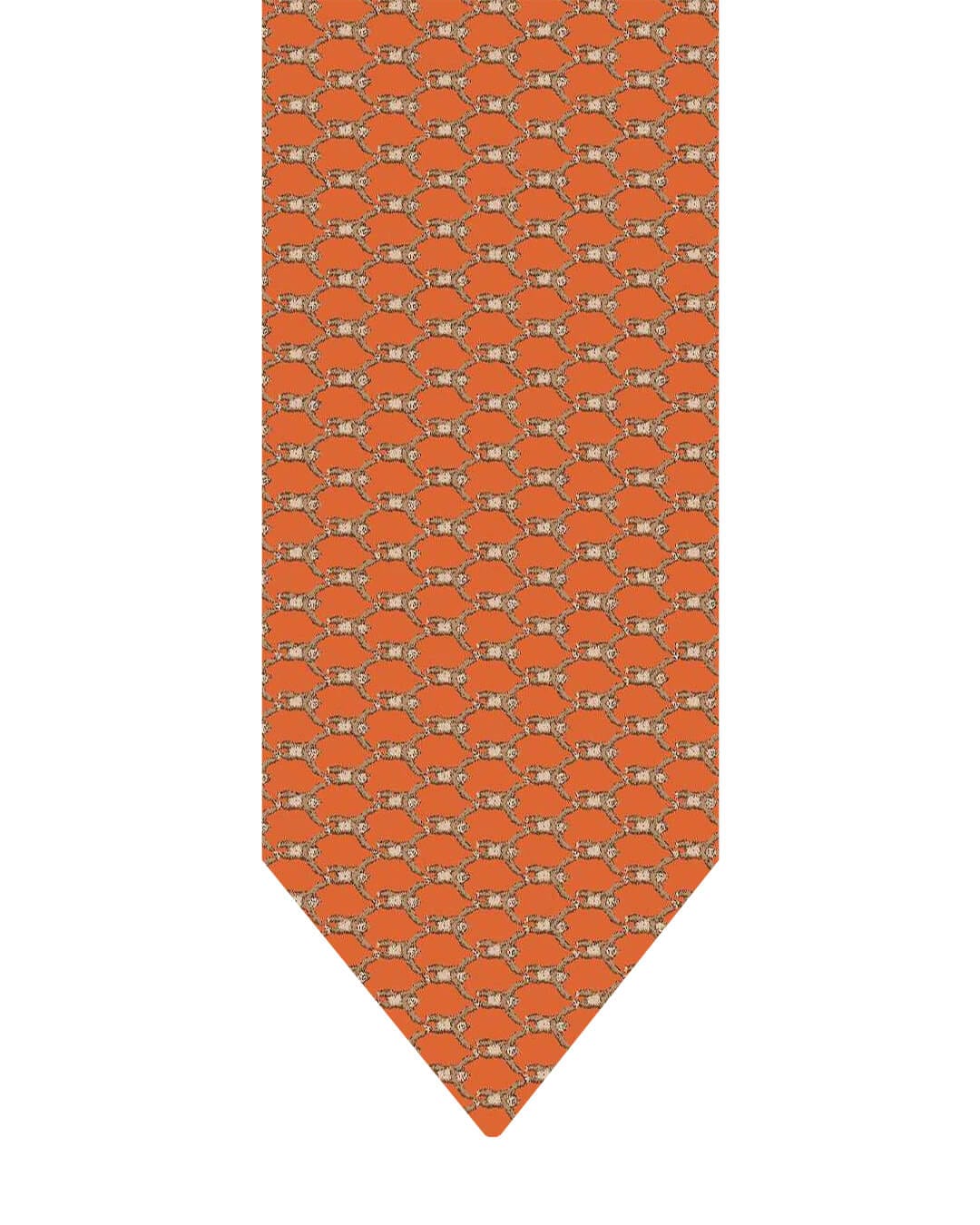 Gagliardi Orange Monkeys Printed Italian Silk Tie