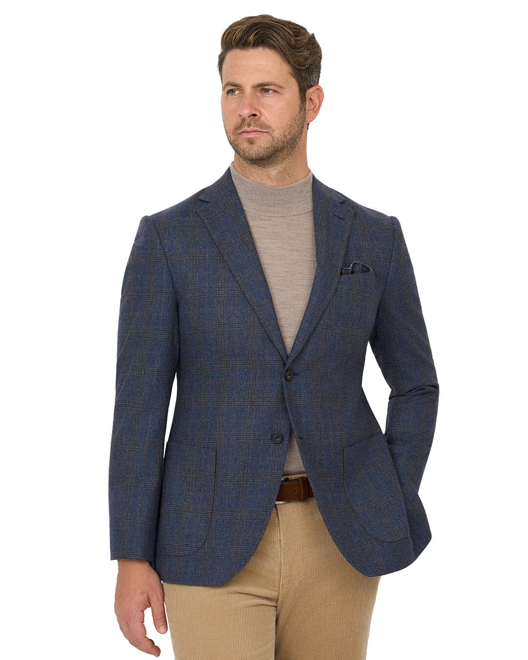 Gagliardi Jackets Gagliardi Blue Check Wool Blend Jacket