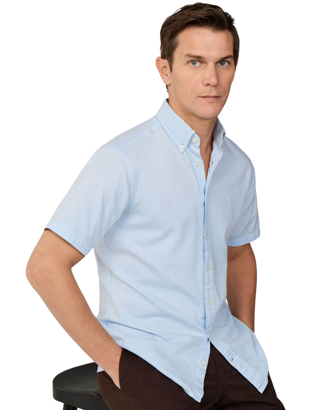 Hackett Ess Gmt Dyed Oxf Ssblue Shirt