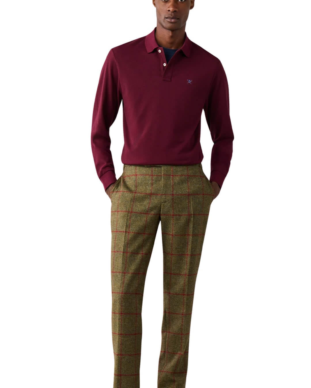 Hackett Polo Shirts Hackett Slim Fit Logo Ls Oxblood Red H283