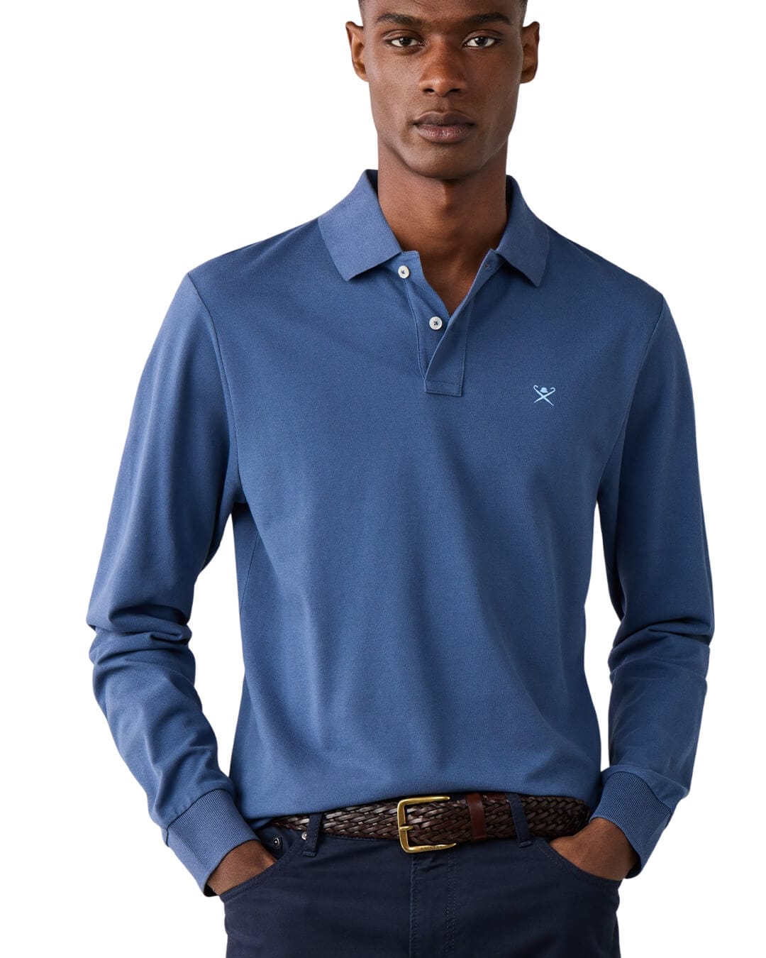 Hackett Polo Shirts Hackett Slim Fit Logo Ls Airforce Blue H596