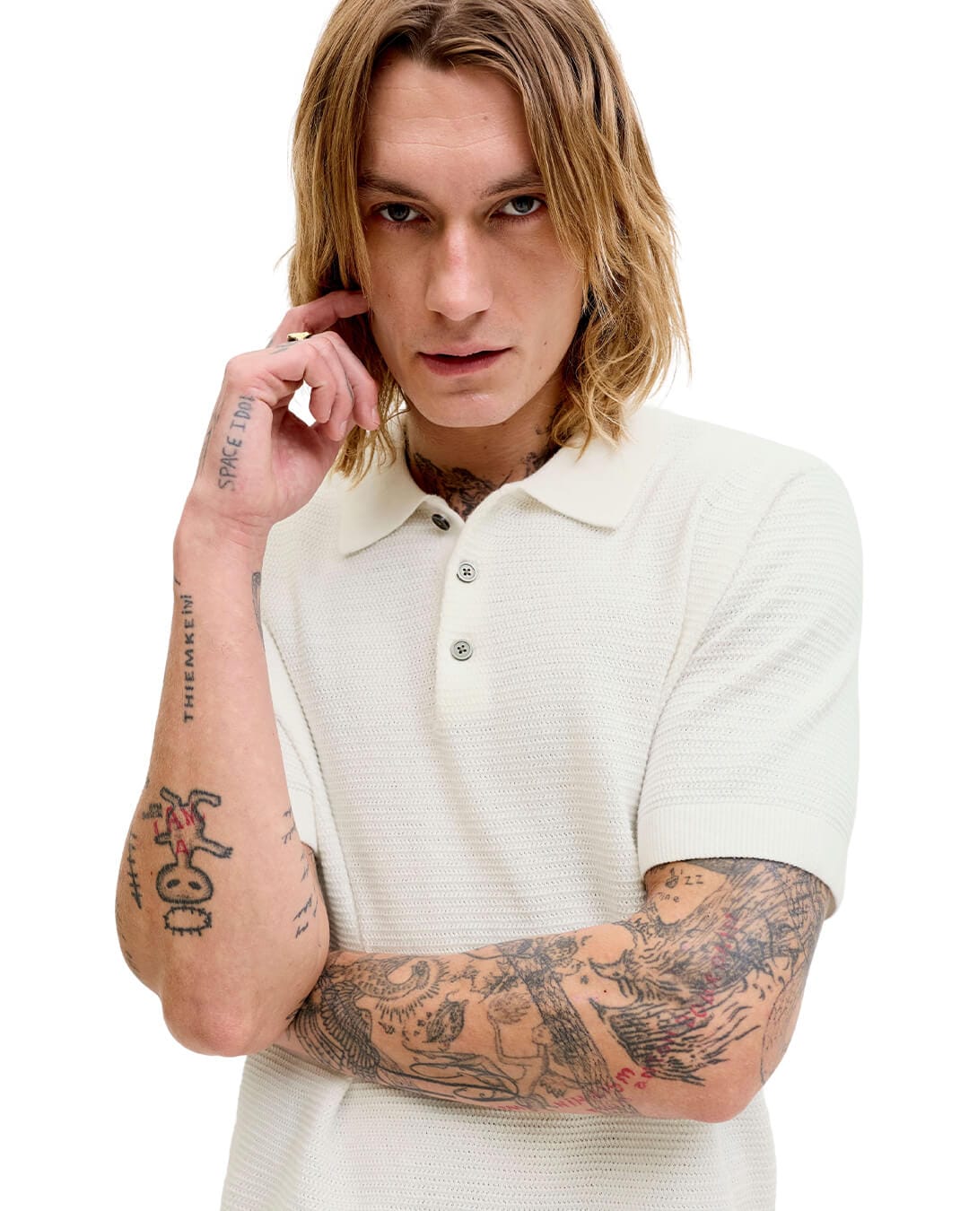 Jack&Jones Polo Shirts Jack&Jones White Knit Polo
