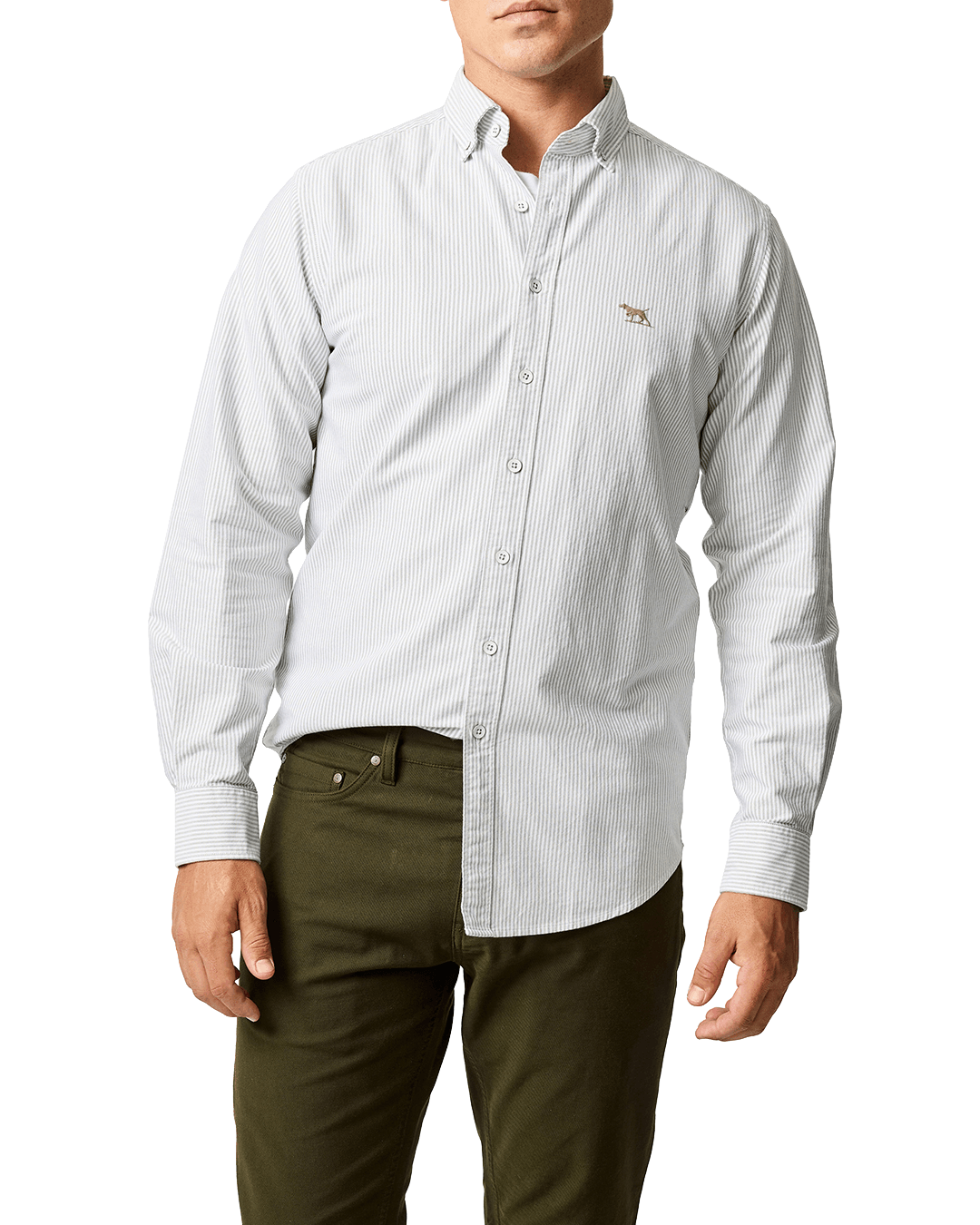 Rodd & Gunn Khaki Lakeside Stripe Oxford Shirt
