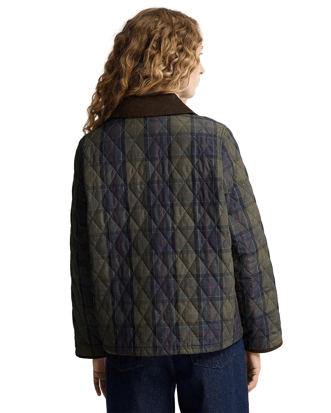 Barbour Jackets Barbour Navy Tartan Cropped Liddesdale Quilted Jacket