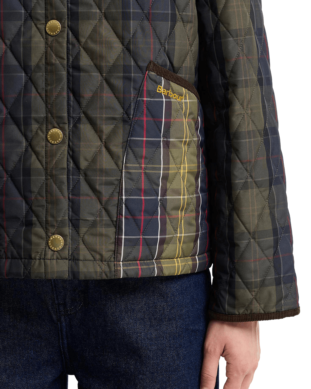 Barbour Jackets Barbour Navy Tartan Cropped Liddesdale Quilted Jacket
