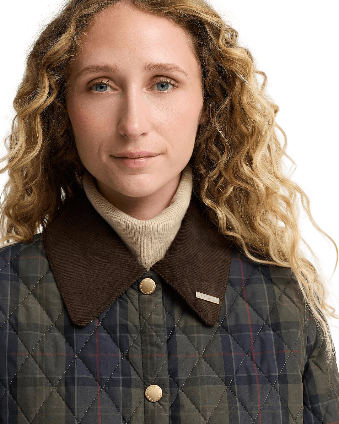 Barbour Jackets Barbour Navy Tartan Cropped Liddesdale Quilted Jacket