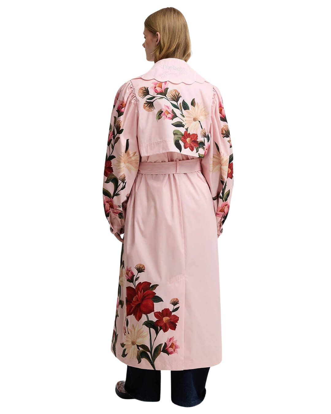 Barbour Pink Ba X Farm Rio Bromelia Trench Wh11 Pink Edens Bloom/Cream Flower