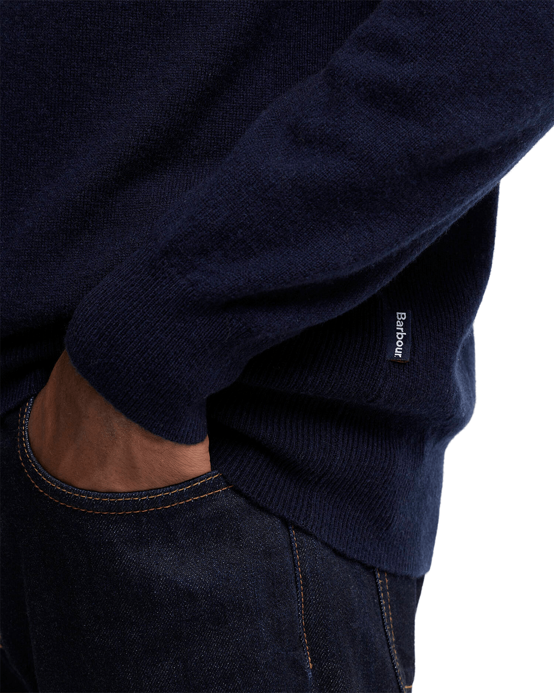 Barbour Jumpers Barbour Navy Ronson Tartan Trim Half-Zip Jumper