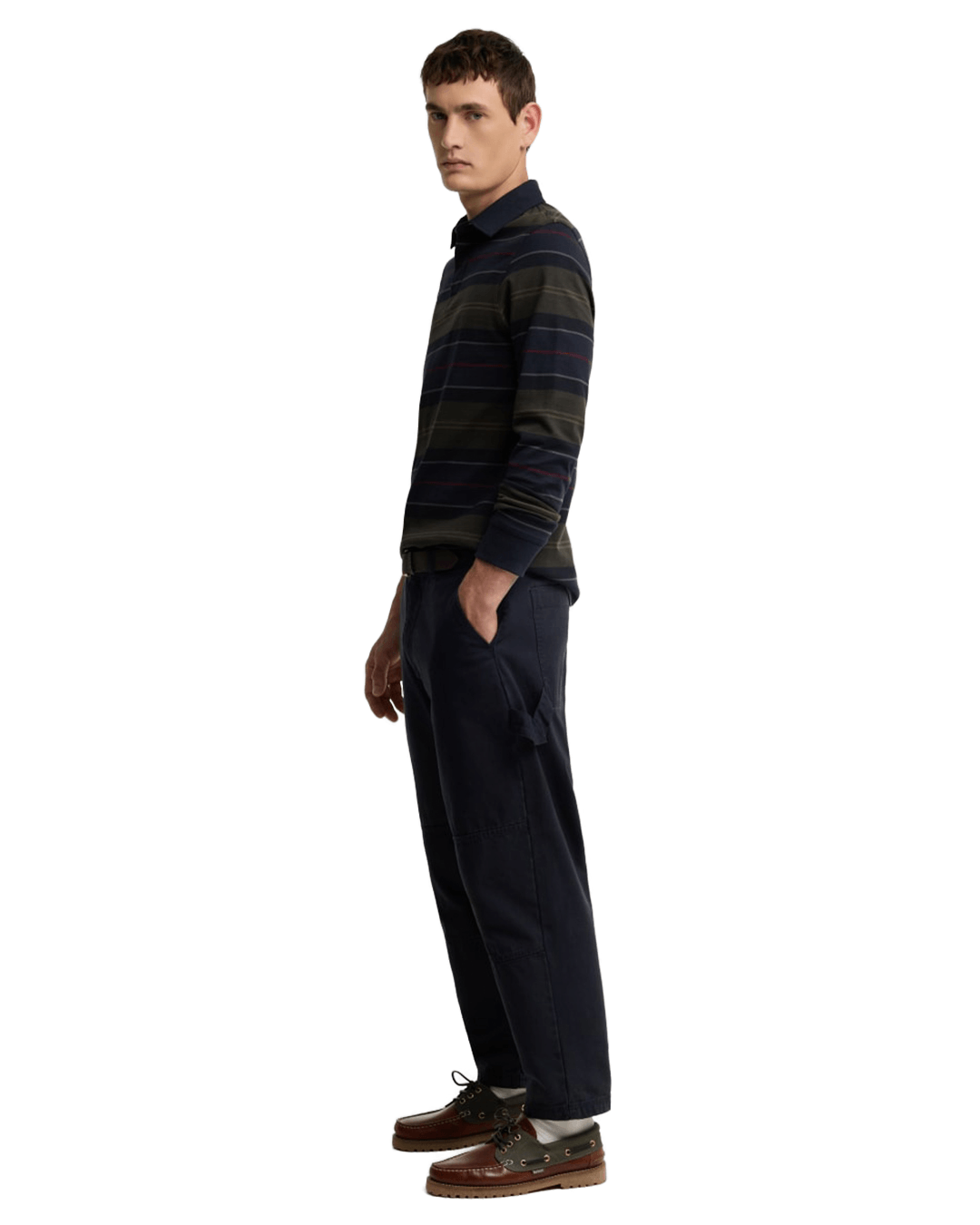 Barbour Polo Shirts Barbour Navy Frith Tartan Stripe Rugby Shirt