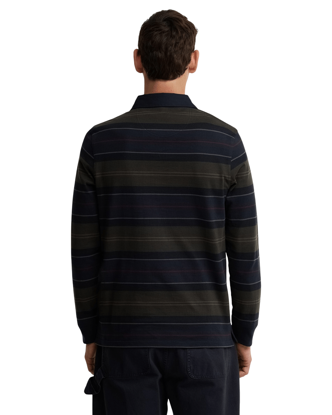 Barbour Polo Shirts Barbour Navy Frith Tartan Stripe Rugby Shirt