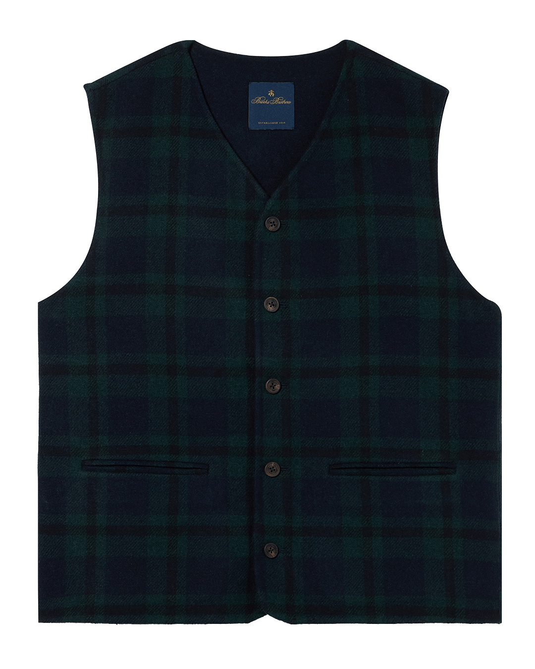 Brooks Brothers Navy Blackwatch Wool Blend Gilet