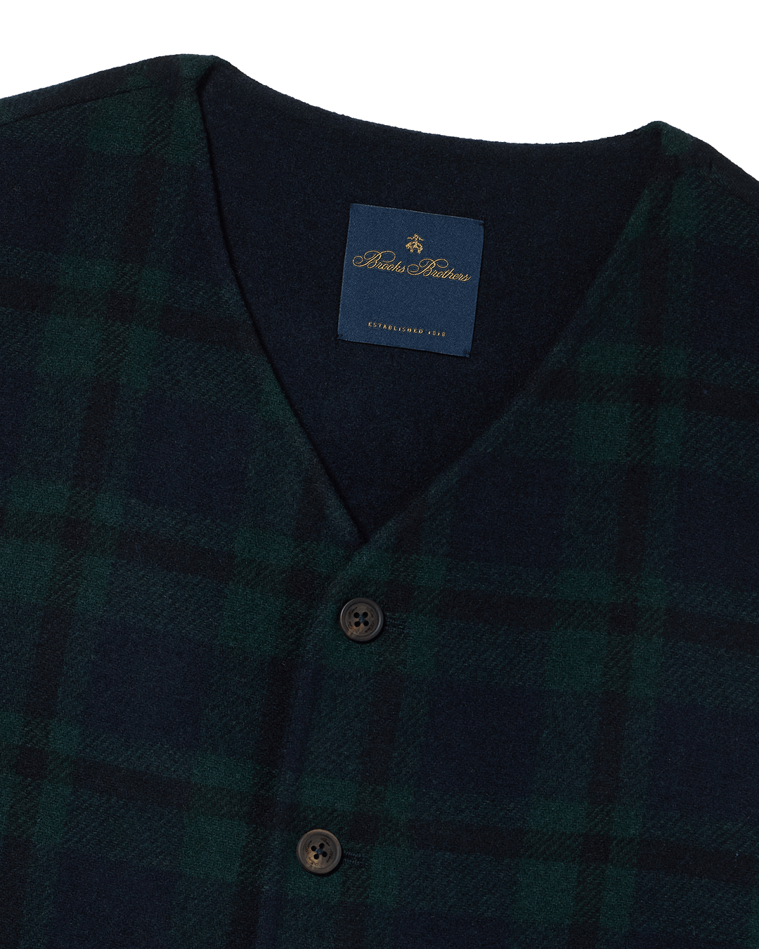 Brooks Brothers Navy Blackwatch Wool Blend Gilet