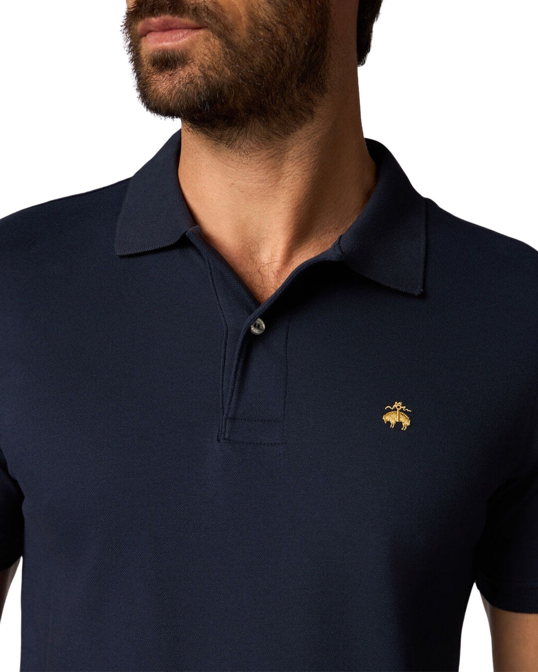 Brooks Brothers Navy Ss Logoed Polo Piquet Cotton