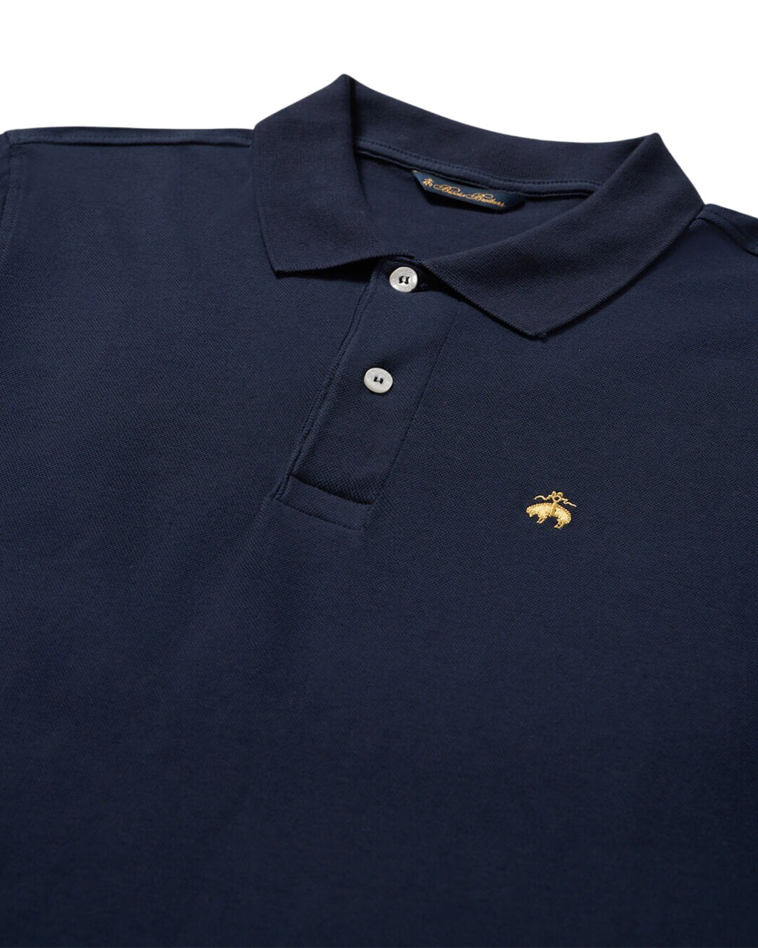 Brooks Brothers Navy Ss Logoed Polo Piquet Cotton
