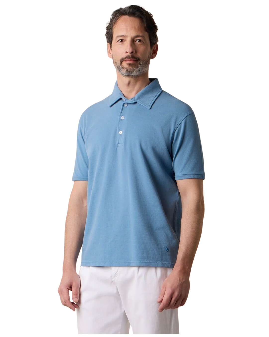 Brooks Brothers Blue Ss Polo Washed Piquet Cotton