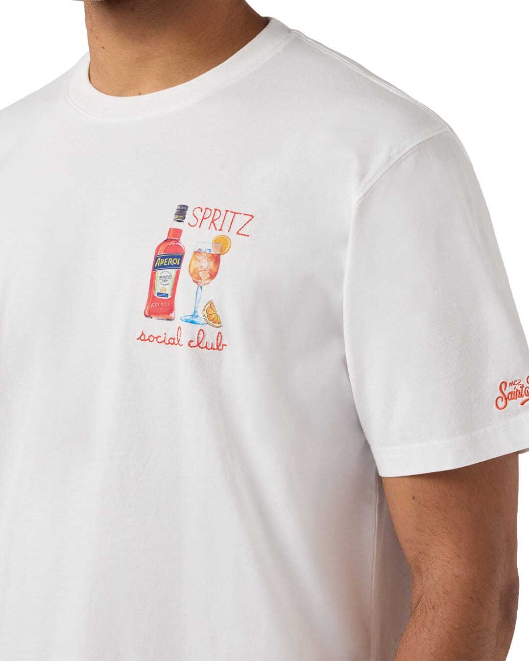 MC2 Saint Barth T-Shirts MC2  Portofino Man Cotton T-shirt Social Spritz 01n Emb 07996l