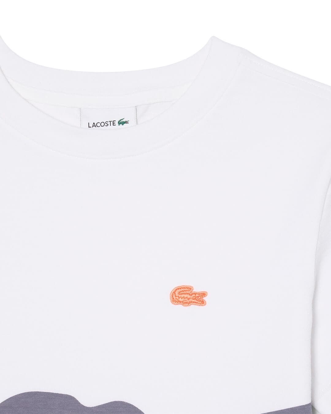 Lacoste T-Shirts Lacoste Boy'S Cotton Watercolor Crocodile T-Shirt White T-Shirt