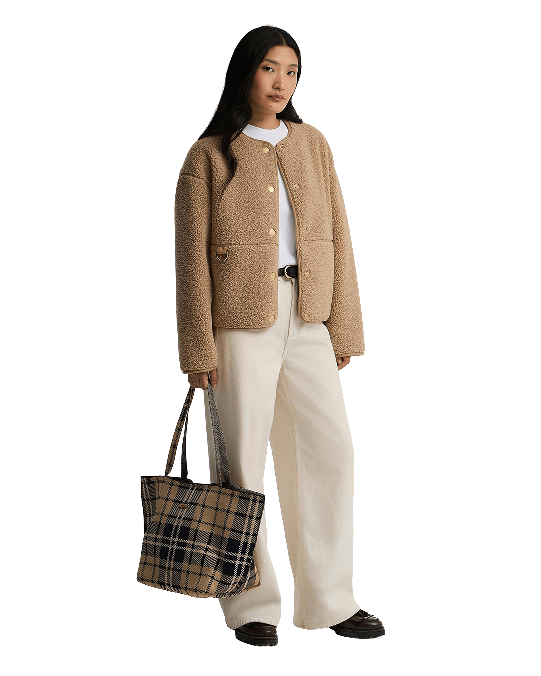 Barbour Bags ONE Barbour Brown Barbour Layla Tartan Large Tote Bag Tn39 Birchwood Dress Tartan