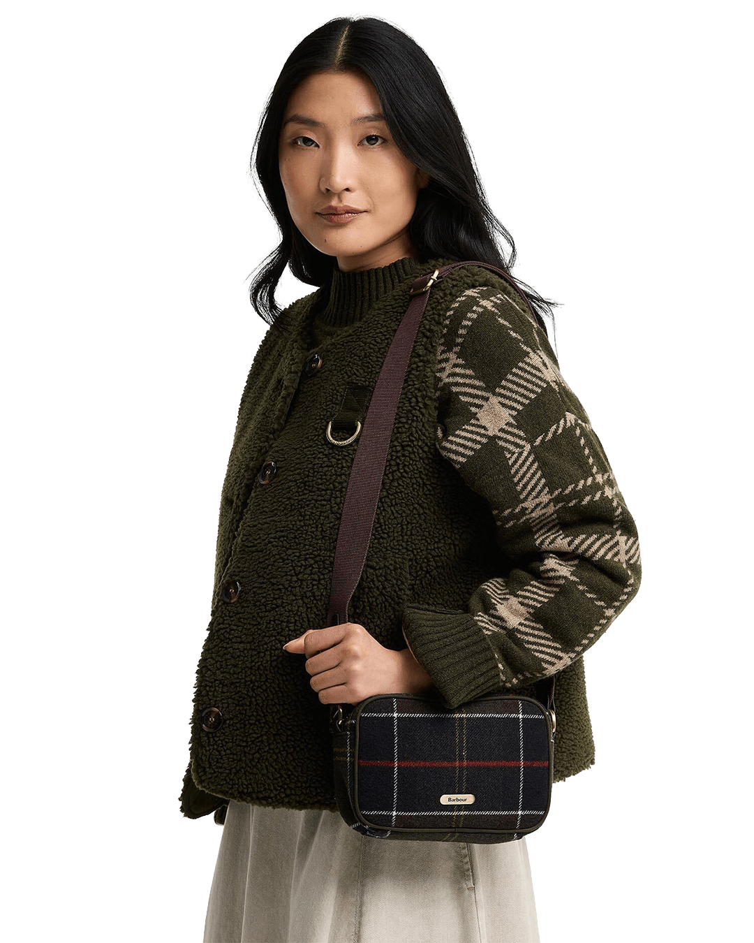 Barbour Bags ONE Barbour Green Barbour Contin Ttn Mini Crossbody Bag Tn11 Classic Tartan