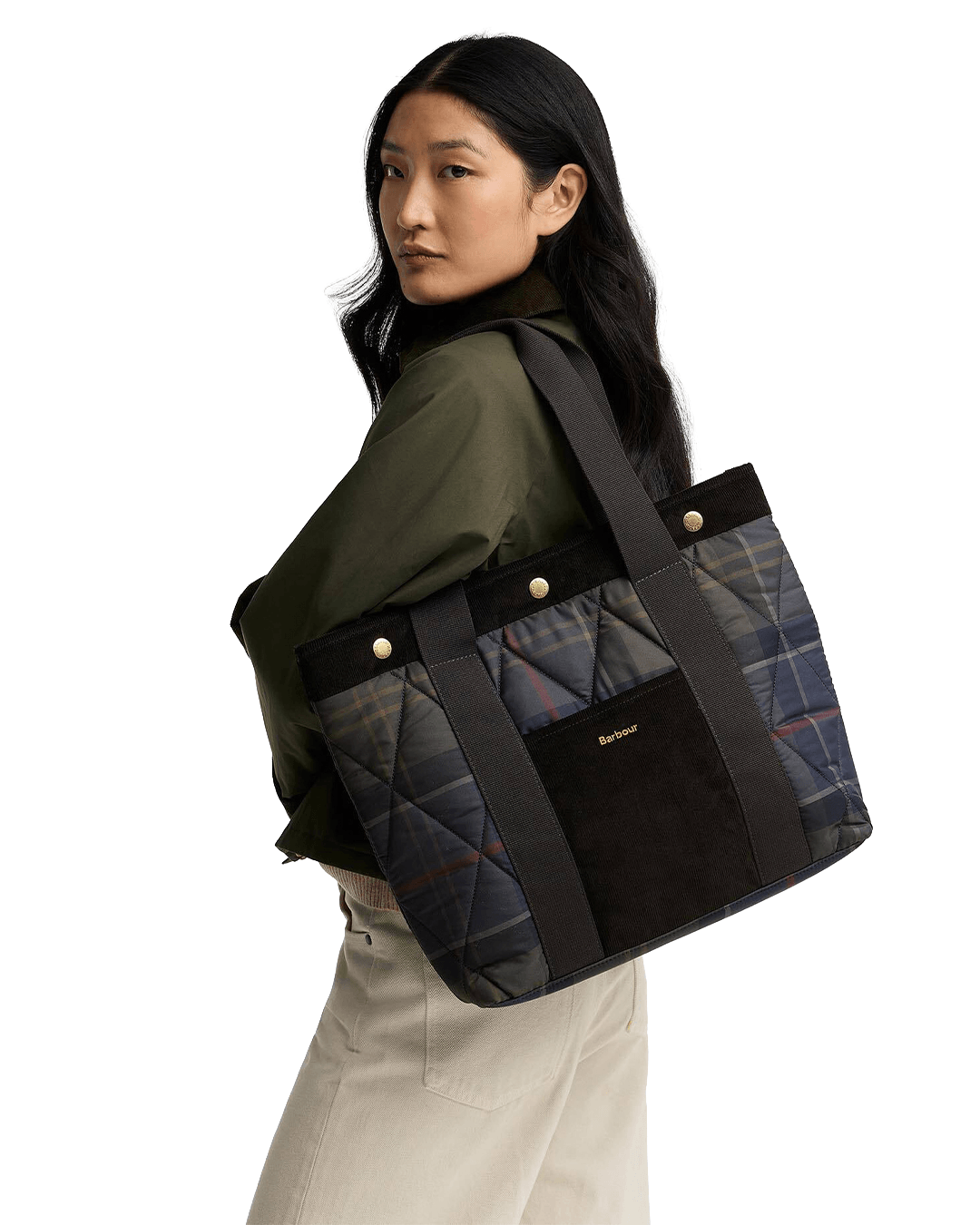 Barbour Bags ONE Barbour Green Barbour Healy Tartan Tote Bag Tn43 Shadow Classic Tartan