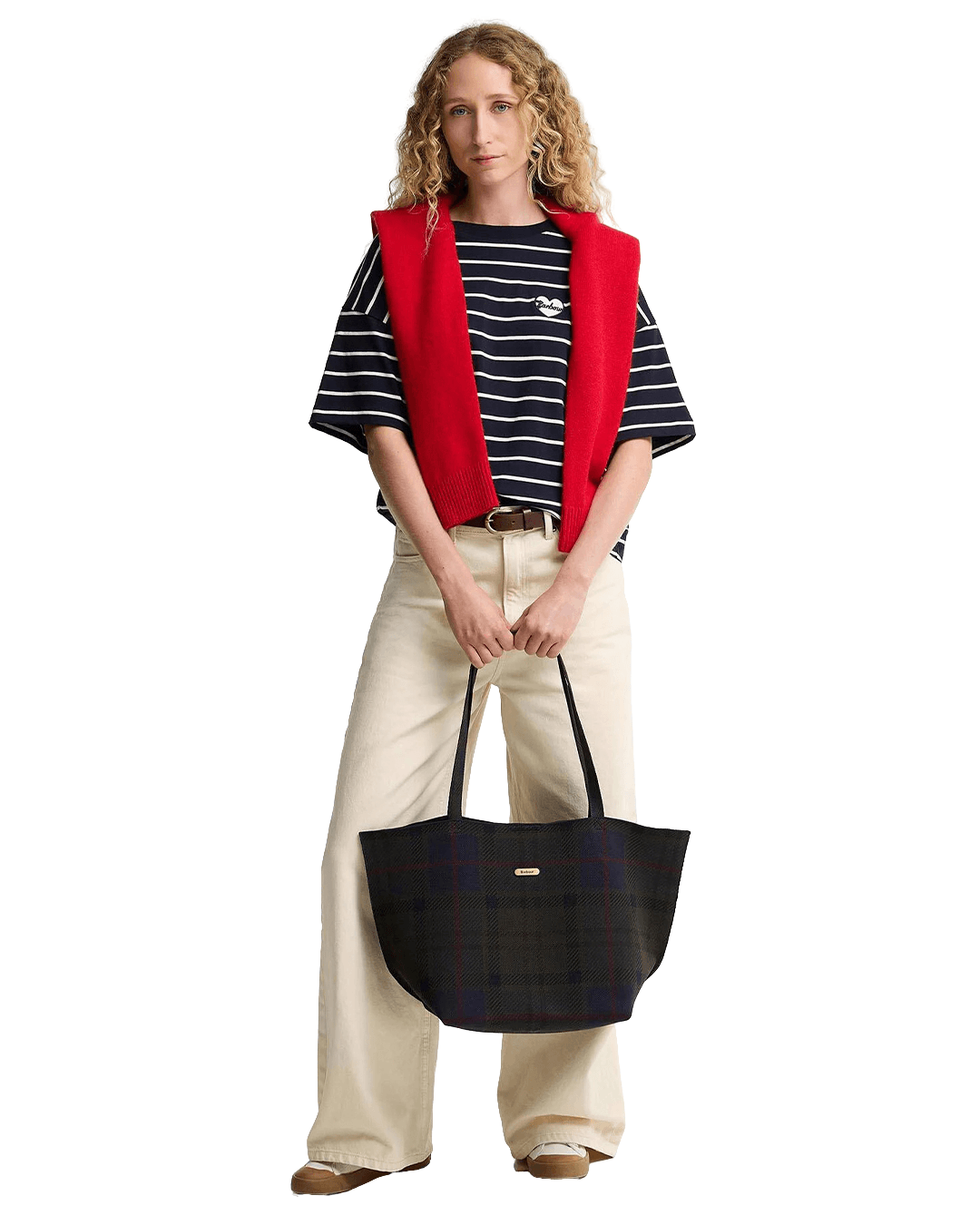Barbour Bags ONE Barbour Green Barbour Layla Tartan Large Tote Bag Tn43 Shadow Classic Tartan