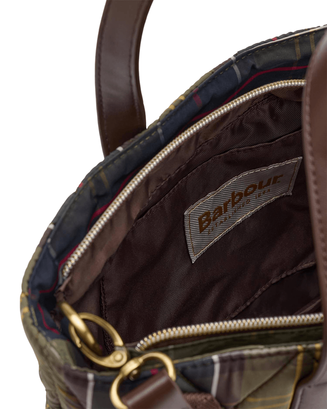 Barbour Bags ONE Barbour Green Tartan Mini Quilted Tote Bag