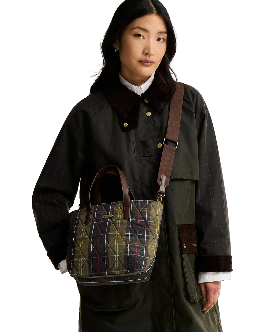 Barbour Bags ONE Barbour Green Tartan Mini Quilted Tote Bag