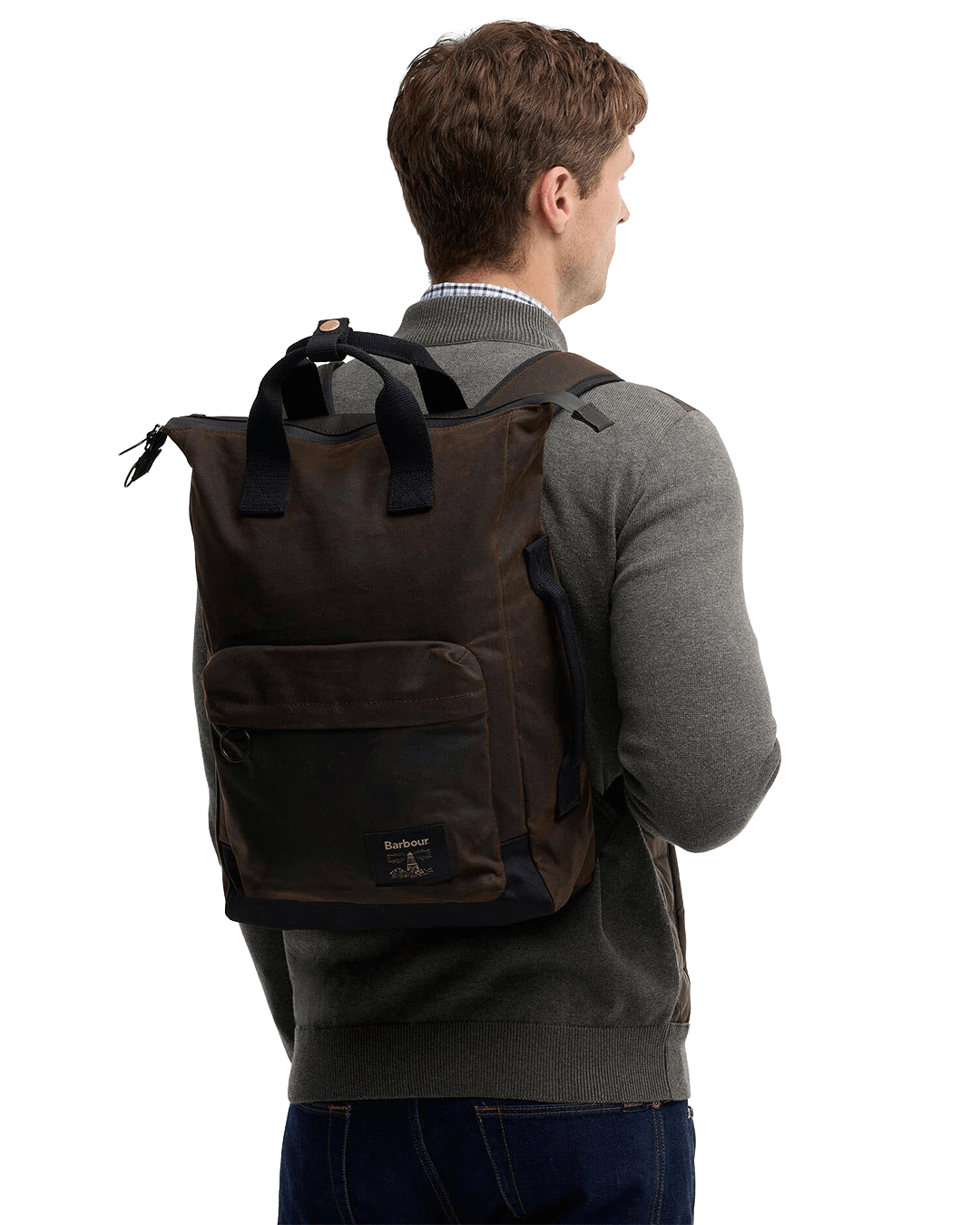 Barbour Bags ONE Barbour Olive & Black Field Wax Backpack