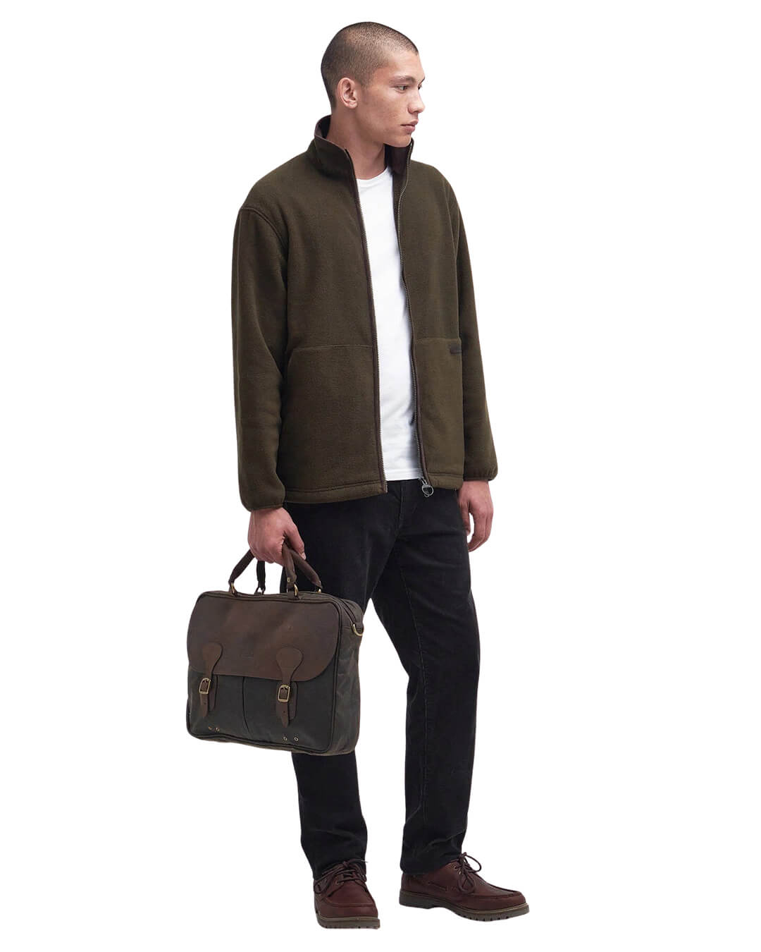 Barbour Bags ONE Barbour Olive Wax Leather Briefcase Ol71 Olive