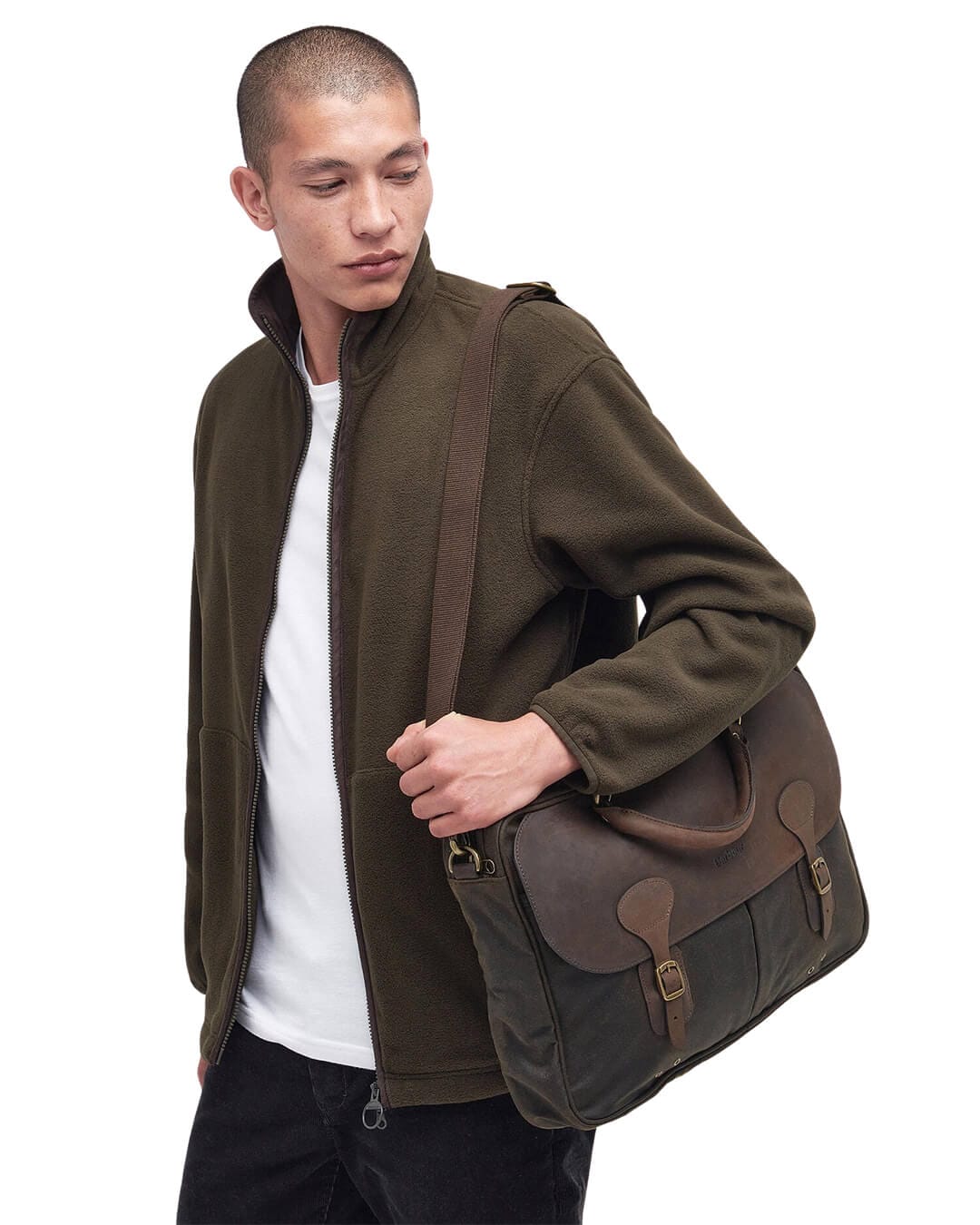 Barbour Bags ONE Barbour Olive Wax Leather Briefcase Ol71 Olive